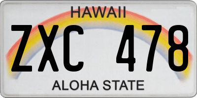 HI license plate ZXC478