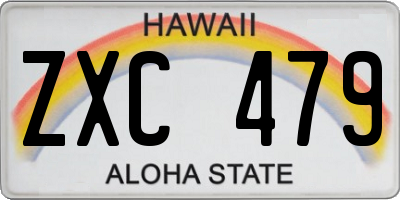 HI license plate ZXC479