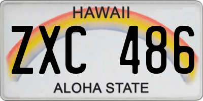 HI license plate ZXC486