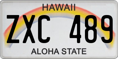 HI license plate ZXC489
