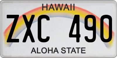 HI license plate ZXC490
