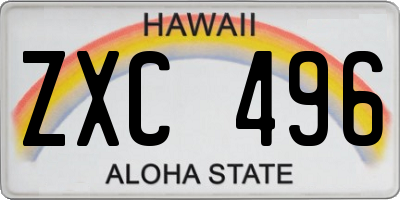 HI license plate ZXC496