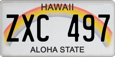 HI license plate ZXC497