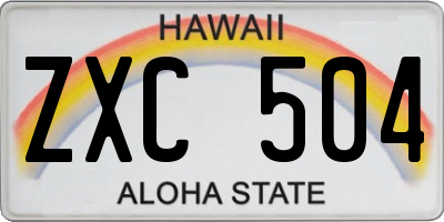 HI license plate ZXC504
