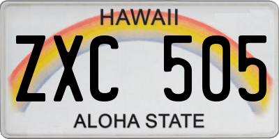 HI license plate ZXC505