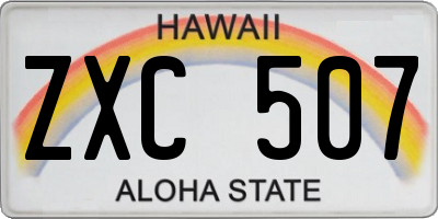 HI license plate ZXC507