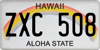 HI license plate ZXC508