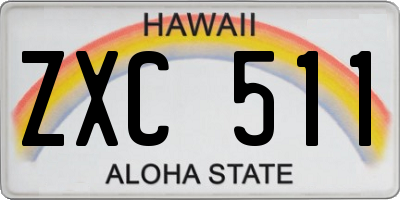 HI license plate ZXC511