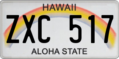 HI license plate ZXC517