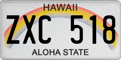 HI license plate ZXC518
