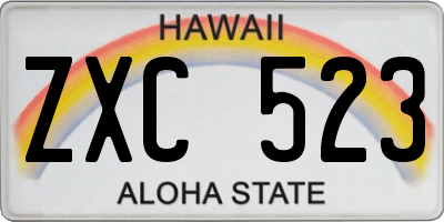 HI license plate ZXC523