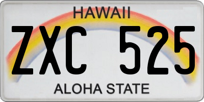 HI license plate ZXC525