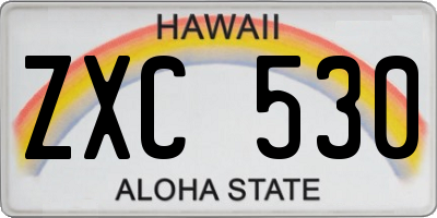 HI license plate ZXC530