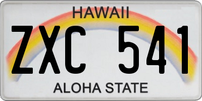 HI license plate ZXC541
