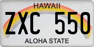 HI license plate ZXC550