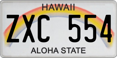 HI license plate ZXC554