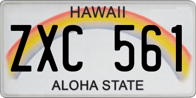 HI license plate ZXC561