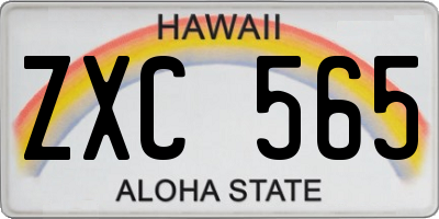 HI license plate ZXC565