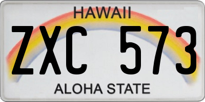 HI license plate ZXC573