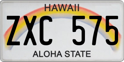 HI license plate ZXC575