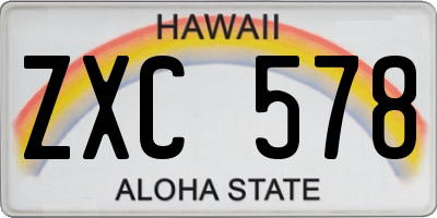 HI license plate ZXC578
