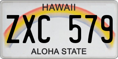 HI license plate ZXC579