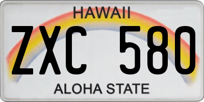 HI license plate ZXC580