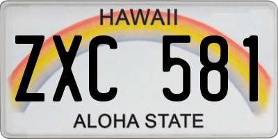 HI license plate ZXC581