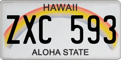 HI license plate ZXC593