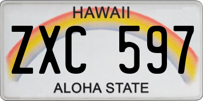 HI license plate ZXC597