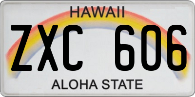 HI license plate ZXC606