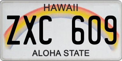 HI license plate ZXC609