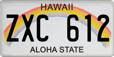 HI license plate ZXC612