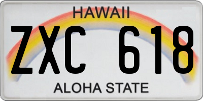 HI license plate ZXC618