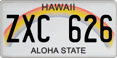 HI license plate ZXC626
