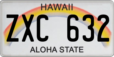 HI license plate ZXC632