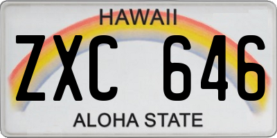 HI license plate ZXC646