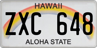 HI license plate ZXC648
