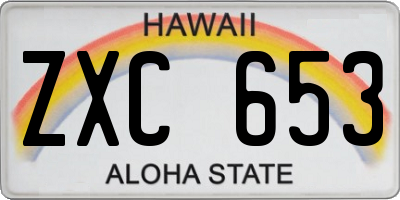 HI license plate ZXC653