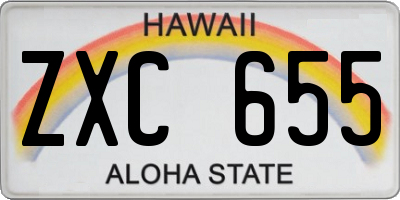 HI license plate ZXC655
