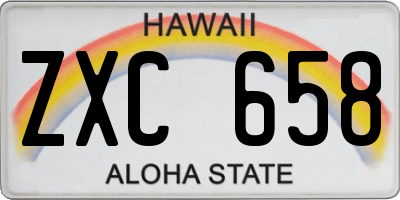 HI license plate ZXC658