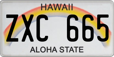 HI license plate ZXC665