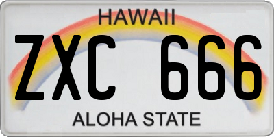 HI license plate ZXC666