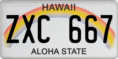 HI license plate ZXC667