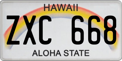 HI license plate ZXC668