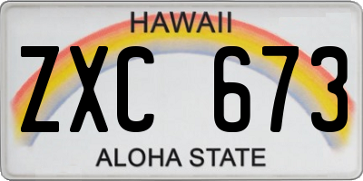 HI license plate ZXC673
