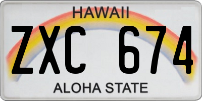 HI license plate ZXC674