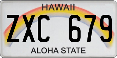 HI license plate ZXC679