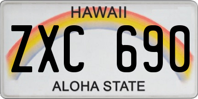 HI license plate ZXC690