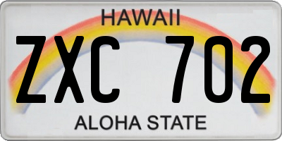 HI license plate ZXC702